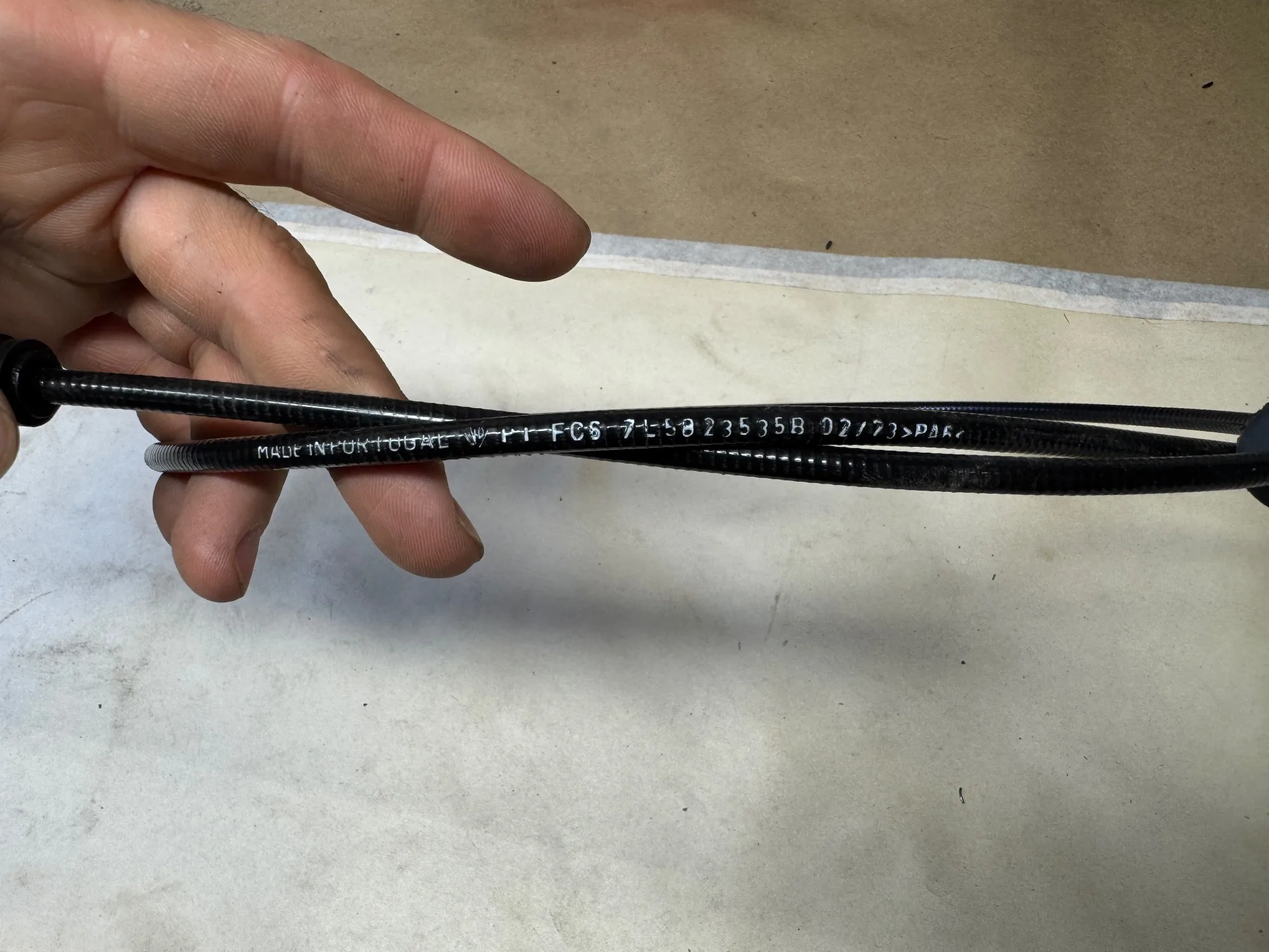 Cable Assembly with Ball-End Fitting & Dual-Channel Bracket - PN 7L5B23535B (possible VW hood release cable) - Compatibility Unverified — photo 3 of 3