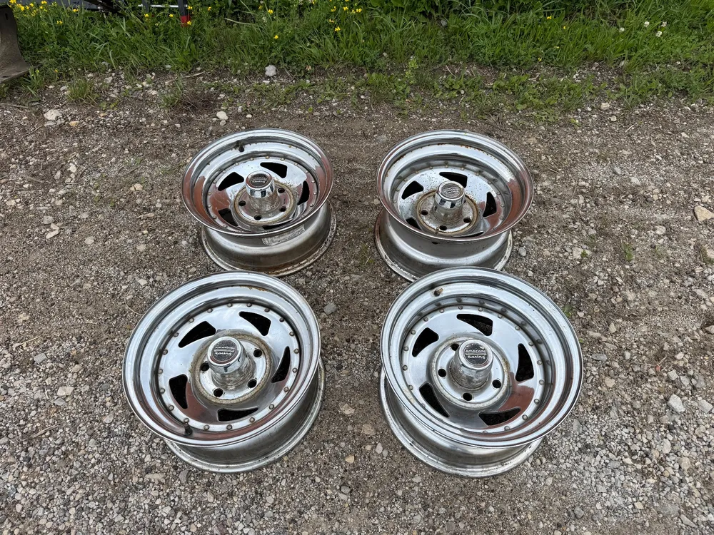 Set of 4 American Racing Vector Slotted Chrome Wheels 15x6 / 15x7 5-Lug - Fits Chevy/GMC C10 C/K Truck