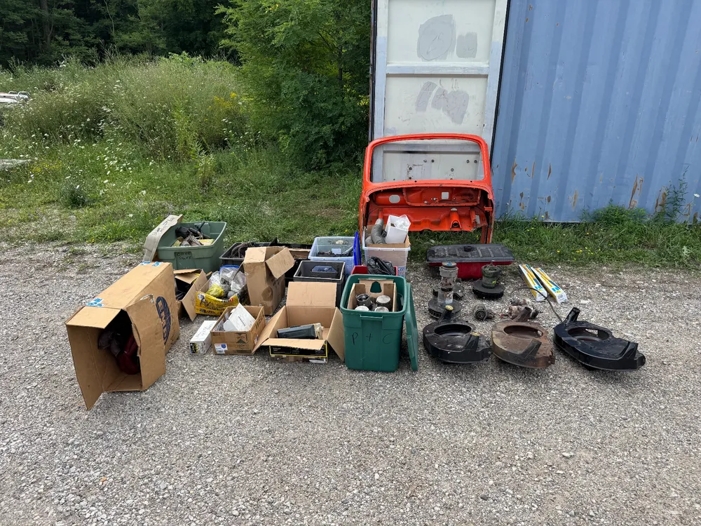 Vintage Air-Cooled VW Beetle/Bus Parts Lot - Body, Engine Tin, Brakes, Steering, Pistons