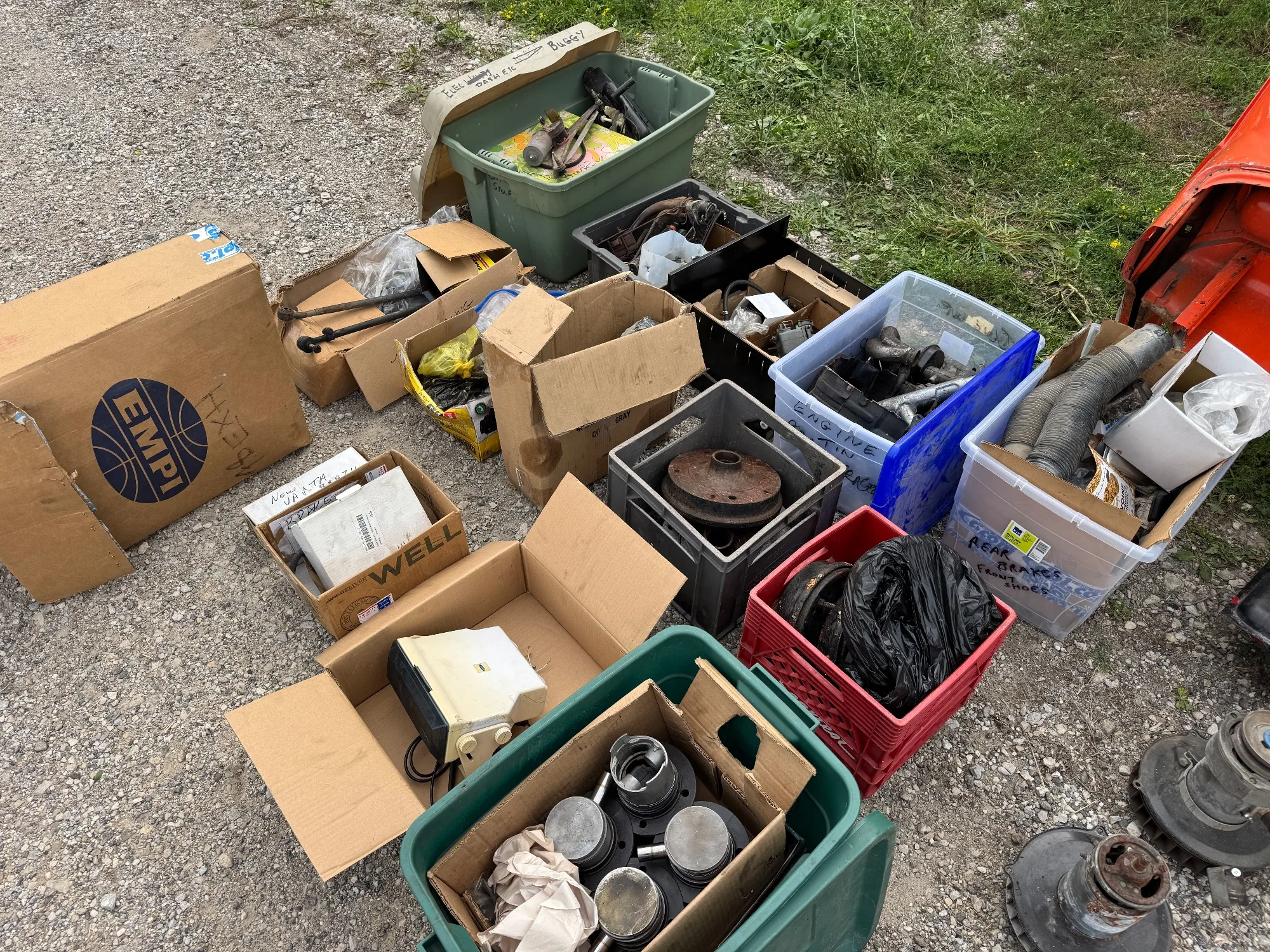Vintage Air-Cooled VW Beetle/Bus Parts Lot - Body, Engine Tin, Brakes, Steering, Pistons — photo 6 of 6